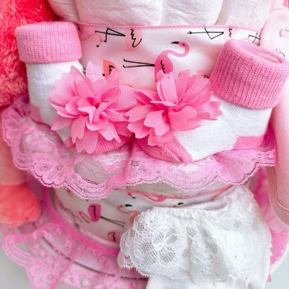 Flamingo Diaper Cake, Baby Shower Gift